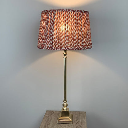 Gold Stick Table Lamp with Square Foot with Vienna Pleated Shade - Various Colours