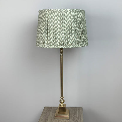 Gold Stick Table Lamp with Square Foot with Vienna Pleated Shade - Various Colours