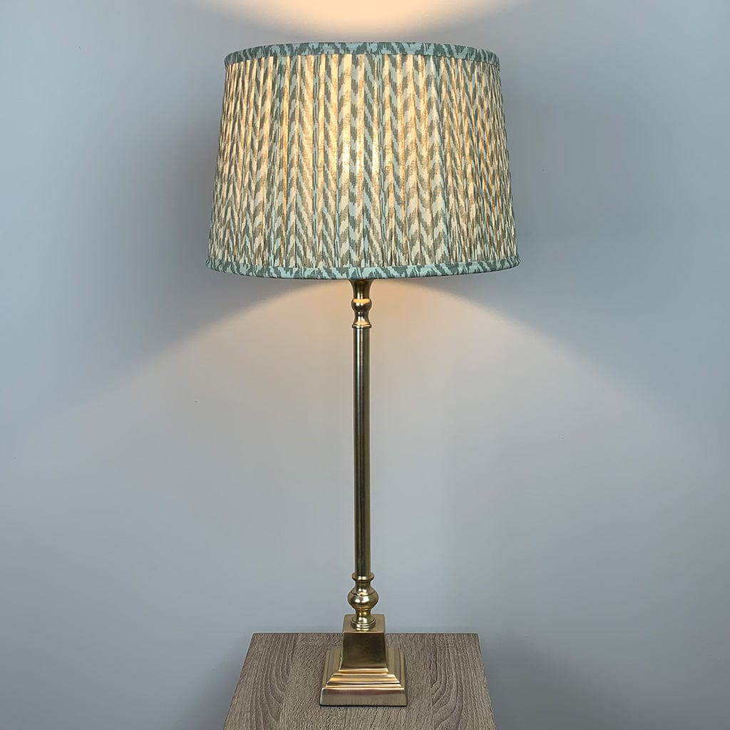 Gold Stick Table Lamp with Square Foot with Vienna Pleated Shade - Various Colours