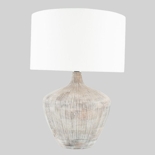 Manaia White Wash Textured Wood Table Lamp