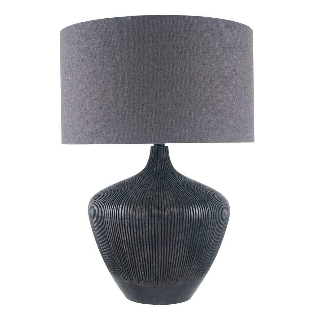 Manaia Antique Black Textured Wood Table Lamp