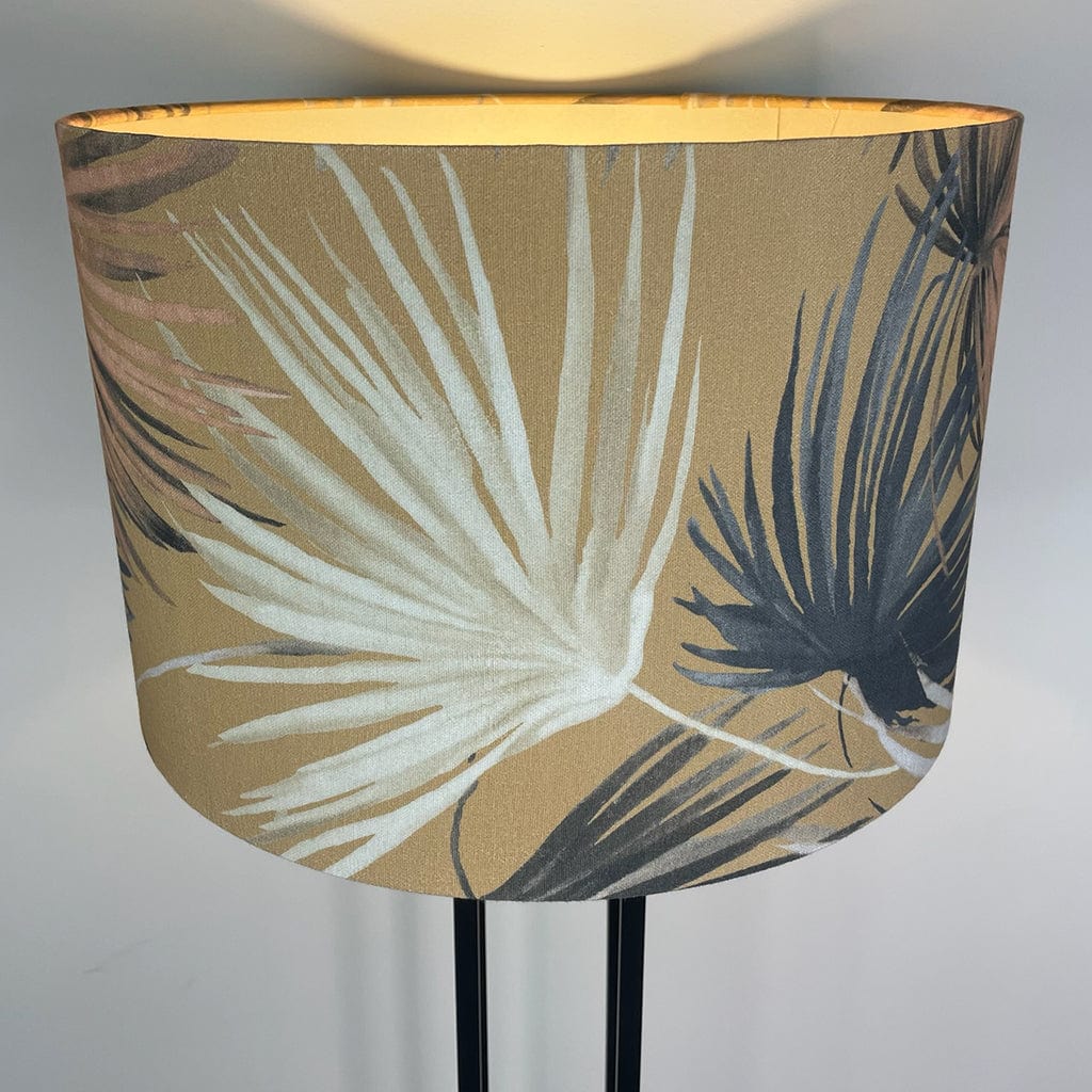 Matt Black Four Post Table Lamp with Azumi Honey Shade