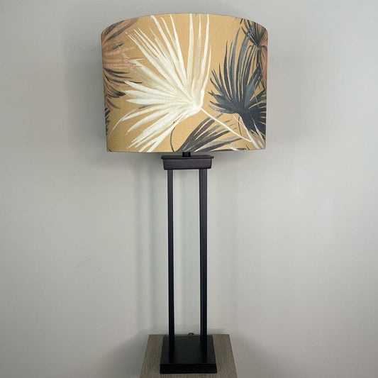 Matt Black Four Post Table Lamp with Azumi Honey Shade