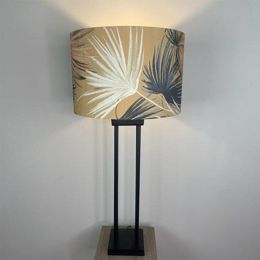 Matt Black Four Post Table Lamp with Azumi Honey Shade