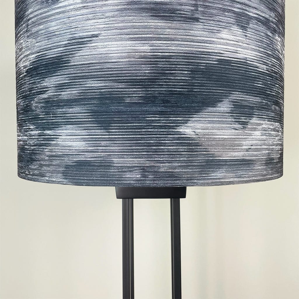 Matt Black Four Post Tall Table Lamp with Stratus Charcoal