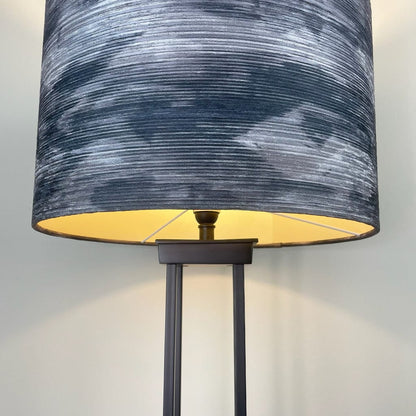 Matt Black Four Post Tall Table Lamp with Stratus Charcoal