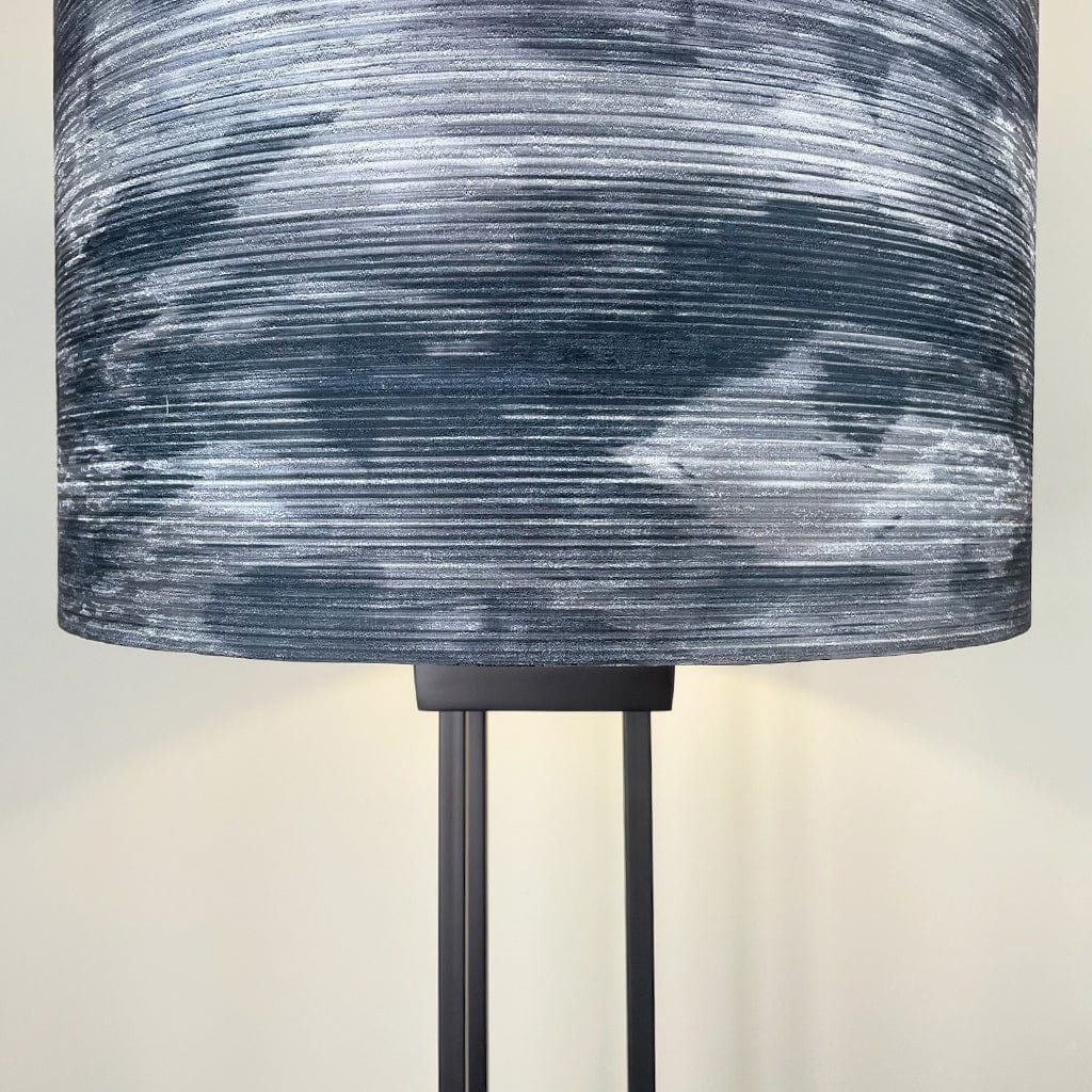 Matt Black Four Post Tall Table Lamp with Stratus Charcoal