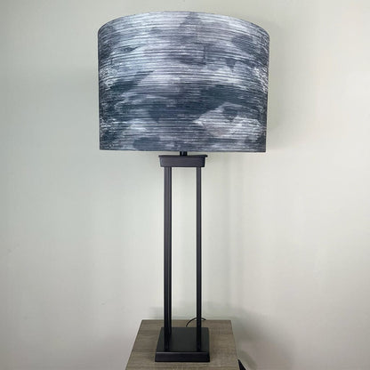 Matt Black Four Post Tall Table Lamp with Stratus Charcoal