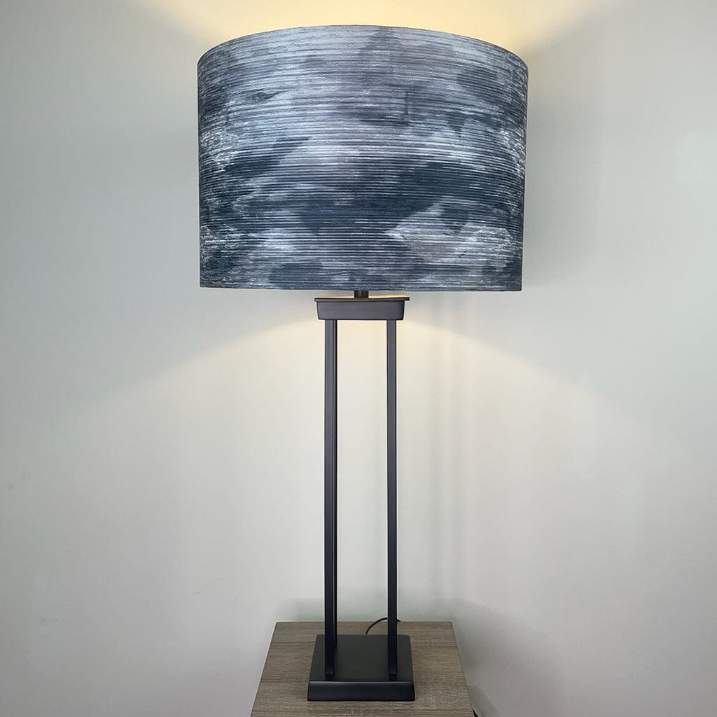 Matt Black Four Post Tall Table Lamp with Stratus Charcoal