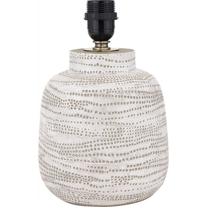 Alina White Dot Design Small Stoneware Table Lamp