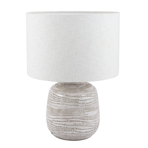 Alina White Dot Design Small Stoneware Table Lamp