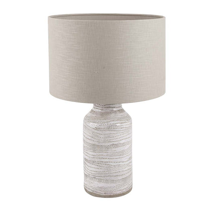 Alina White Dot Design Stoneware Table Lamp