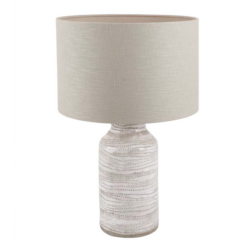 Alina White Dot Design Stoneware Table Lamp