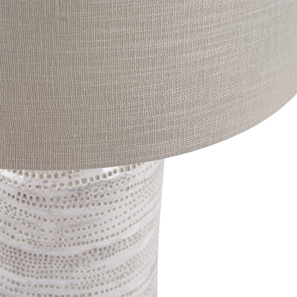 Alina White Dot Design Stoneware Table Lamp