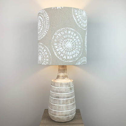 Dambula Grey Wash Stripe Wooden Table Lamp with Mayan Linen Shade