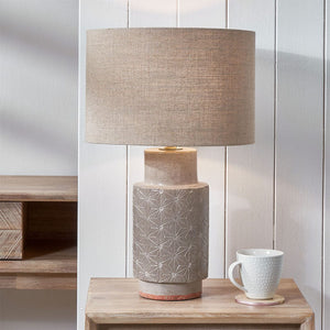 Sidra Grey Stoneware Etch Detail Table Lamp