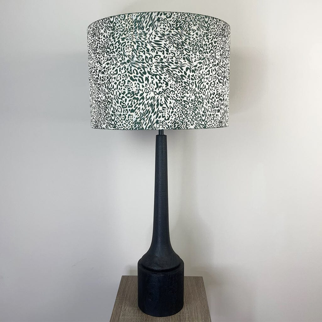 Marin Black Tall Neck Table Lamp with Tanzania Fern Lampshade