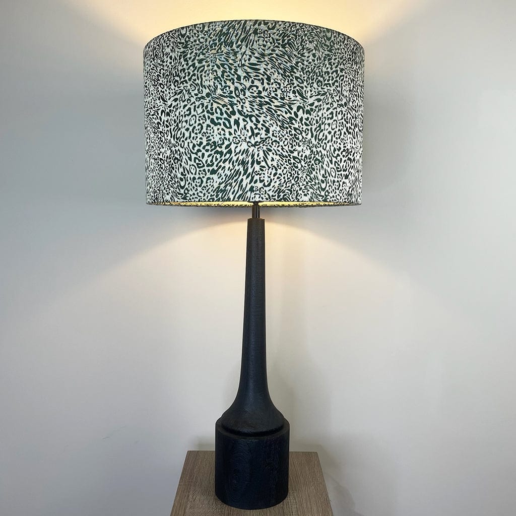 Marin Black Tall Neck Table Lamp with Tanzania Fern Lampshade