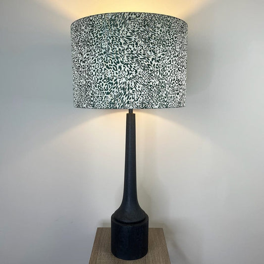 Marin Black Tall Neck Table Lamp with Tanzania Fern Lampshade