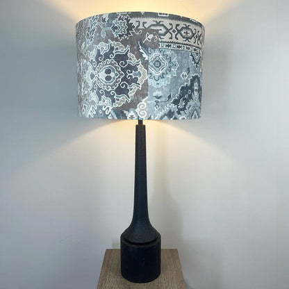 Marin Black Tall Neck Table Lamp with Velvet Chalet Glacier Lampshade