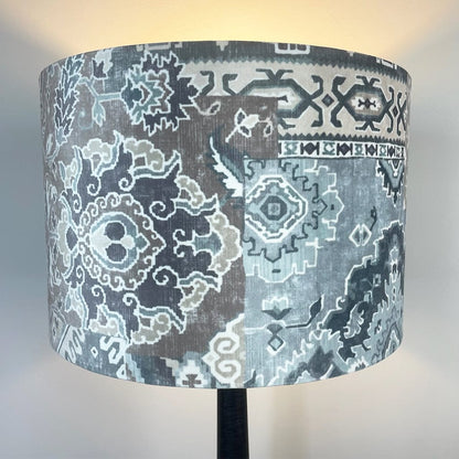 Marin Black Tall Neck Table Lamp with Velvet Chalet Glacier Lampshade