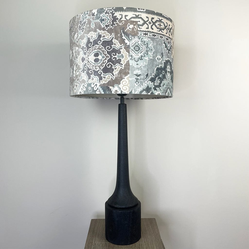 Marin Black Tall Neck Table Lamp with Velvet Chalet Glacier Lampshade