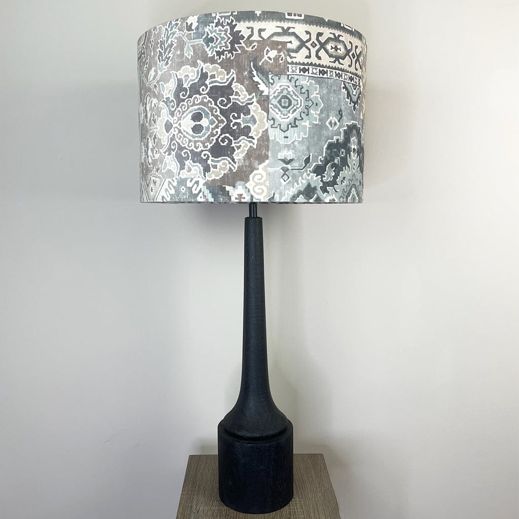 Marin Black Tall Neck Table Lamp with Velvet Chalet Glacier Lampshade