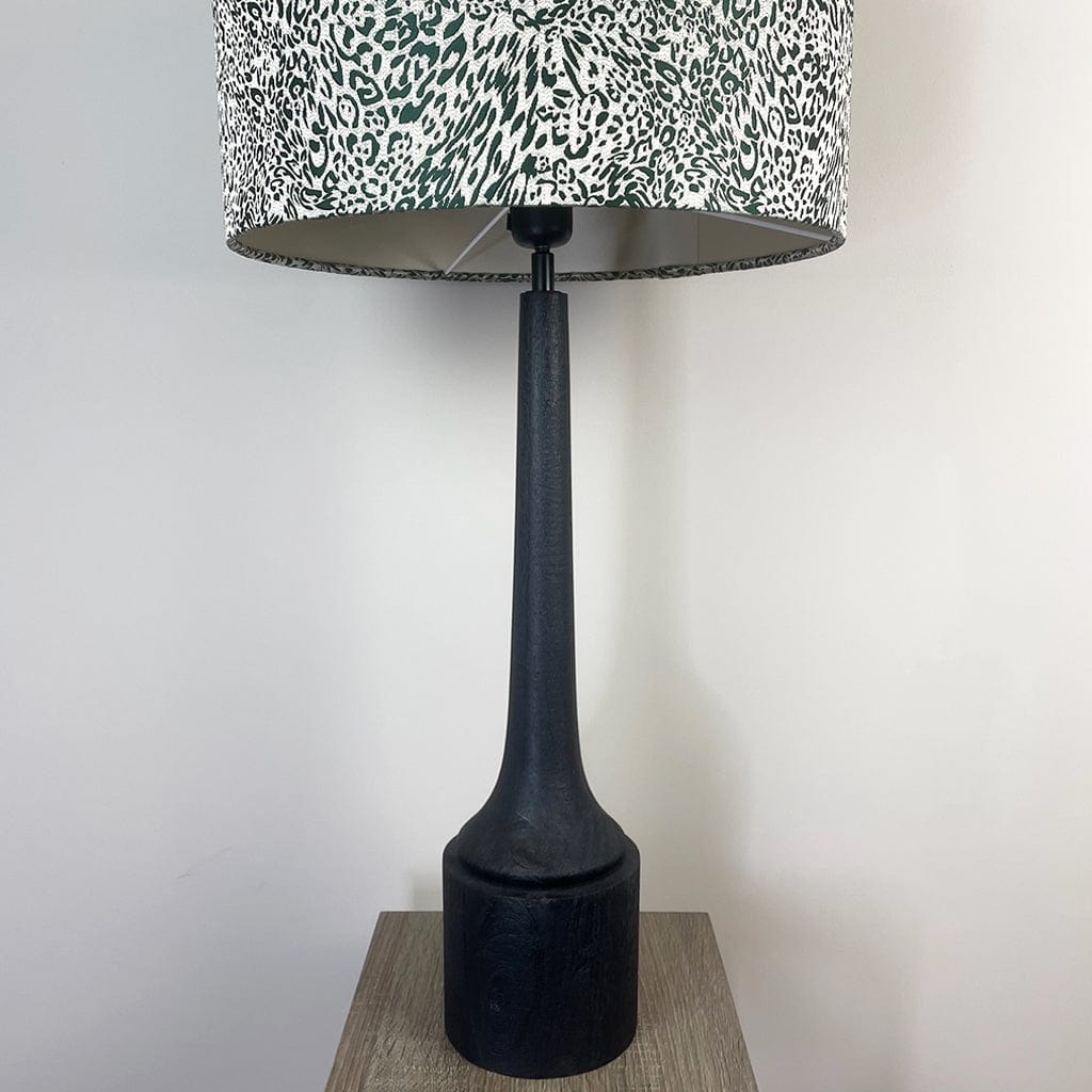 Marin Black Tall Neck Table Lamp with Tanzania Fern Lampshade