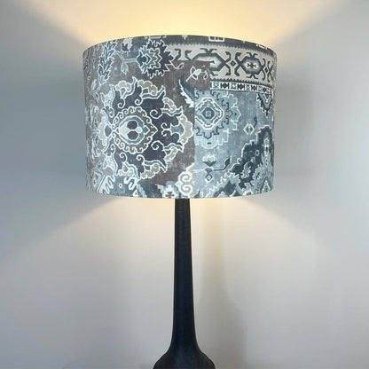 Marin Black Tall Neck Table Lamp with Velvet Chalet Glacier Lampshade