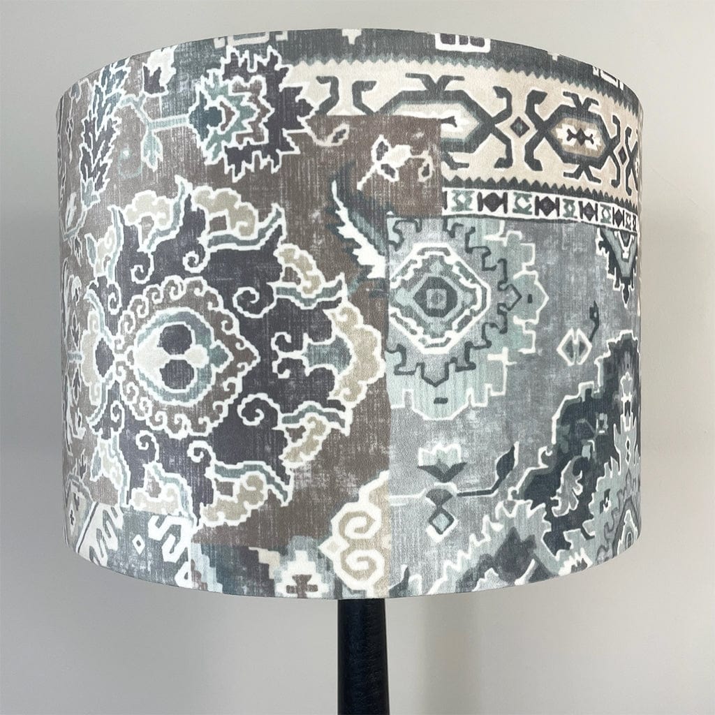 Marin Black Tall Neck Table Lamp with Velvet Chalet Glacier Lampshade