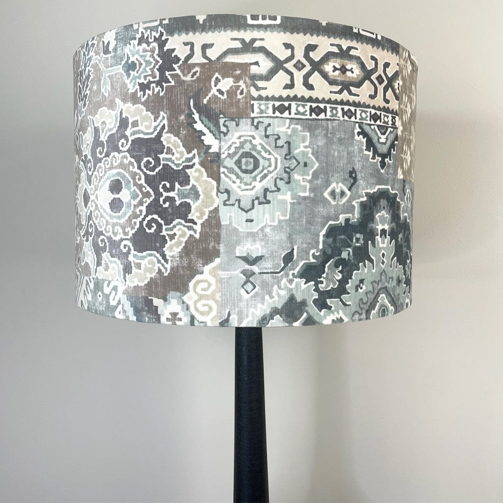 Marin Black Tall Neck Table Lamp with Velvet Chalet Glacier Lampshade