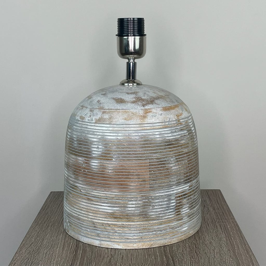 Nelu Warm Grey Wash Dome Table Lamp with Santa Cruz Indigo Shade