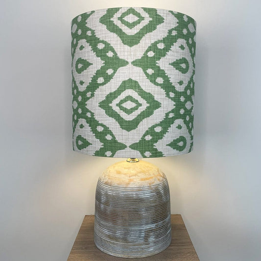 Nelu Warm Grey Wash Dome Table Lamp with Marrakesh Emerald Shade