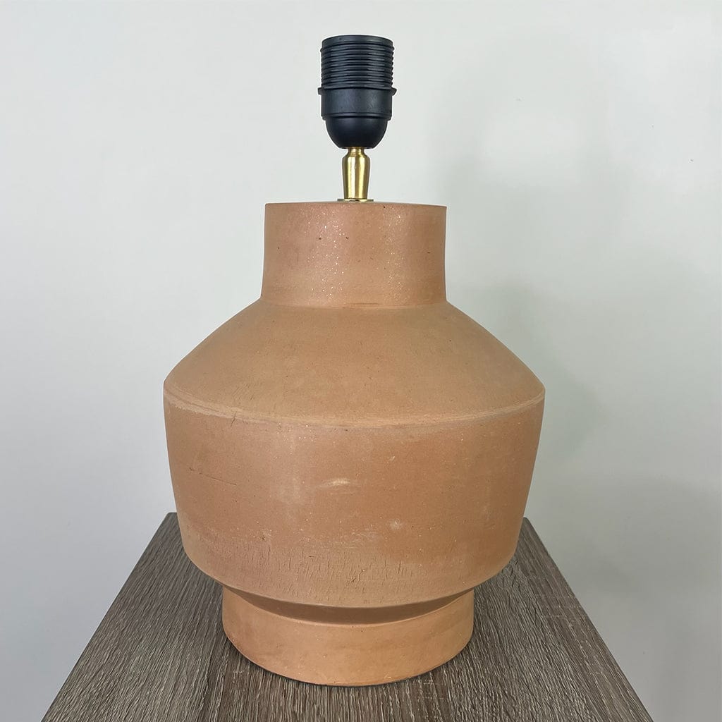 Inna Natural Urn Terracotta Table Lamp with Bodie Ecru Boucle Shade