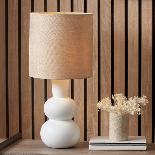 Aaliyah White Curved Bottle Ceramic Table Lamp