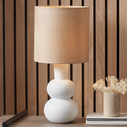 Aaliyah White Curved Bottle Ceramic Table Lamp