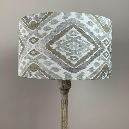 Grey & White Wash Mango Wood Floor Lamp with Linosa Natural Aztec Shade