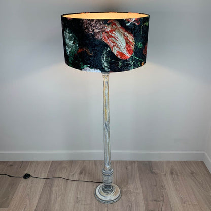 Grey Mango Wood Floor Lamp with Jardin De Nuit Shade