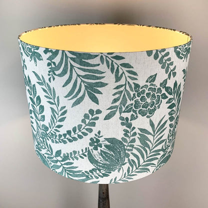 Grey Mango Wood Floor Lamp with Clarendon Seafoam Linen Shade