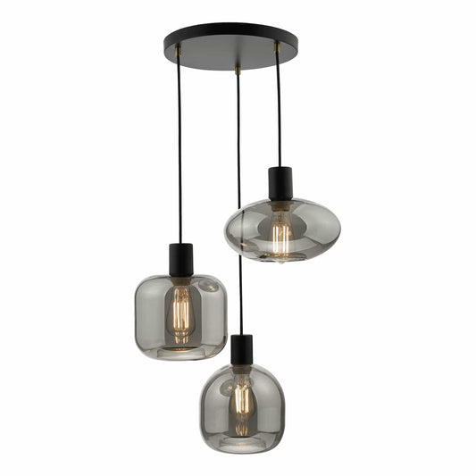 Ada Satin Black 3 Light Cluster Pendant