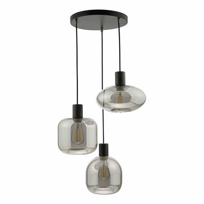 Ada Satin Black 3 Light Cluster Pendant