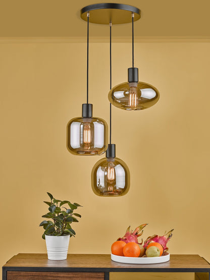 Ada Satin Black 3 Light Cluster Pendant