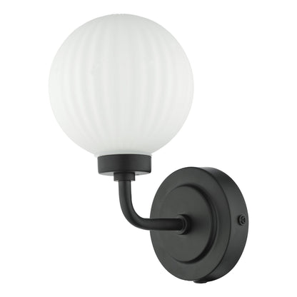 Rick Matt Black Bathroom Wall Light Opal Glass