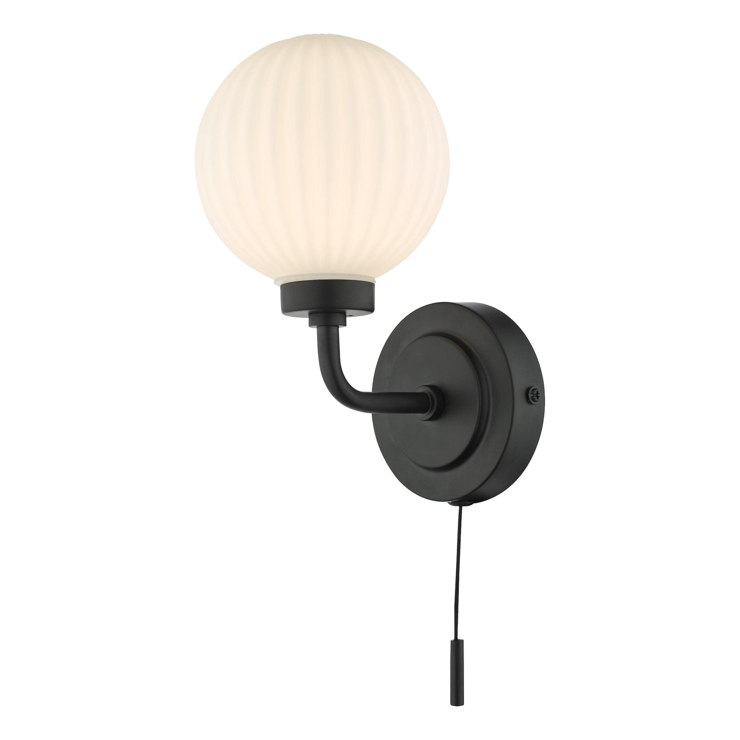 Rick Matt Black Bathroom Wall Light Opal Glass