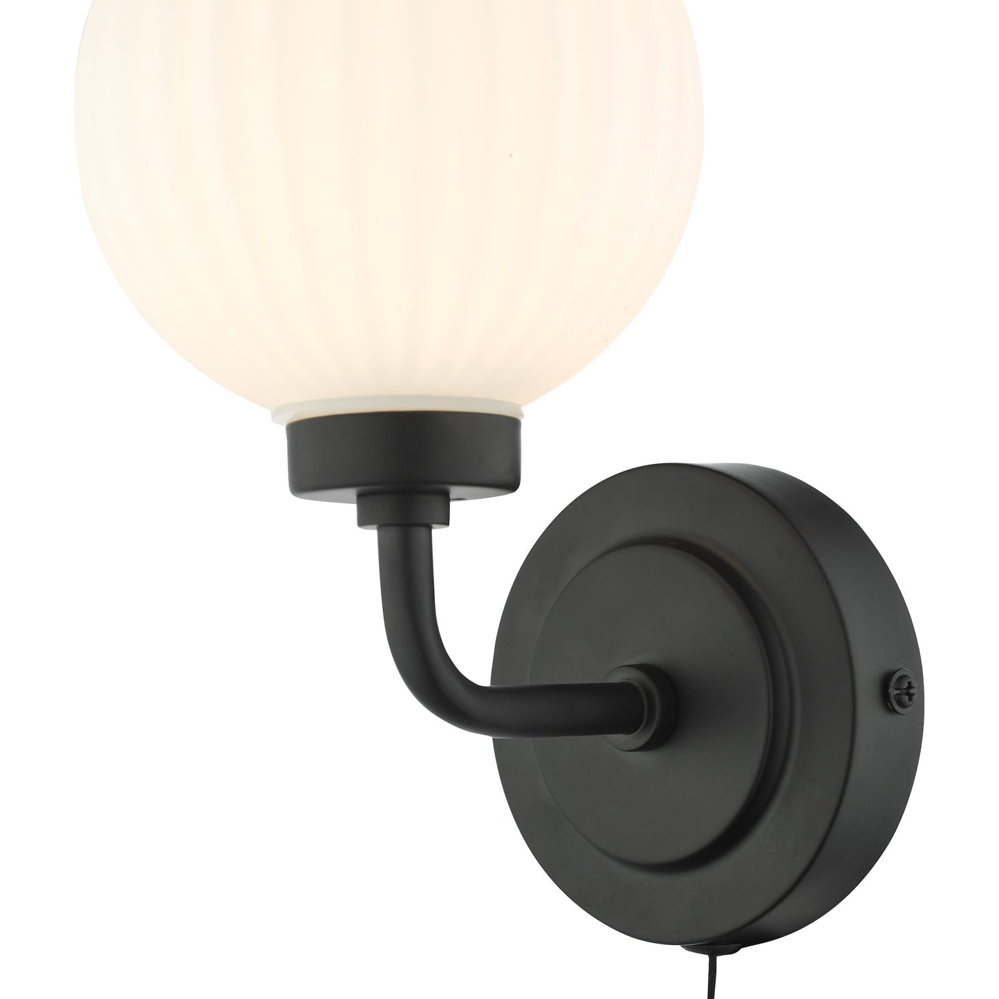 Rick Matt Black Bathroom Wall Light Opal Glass