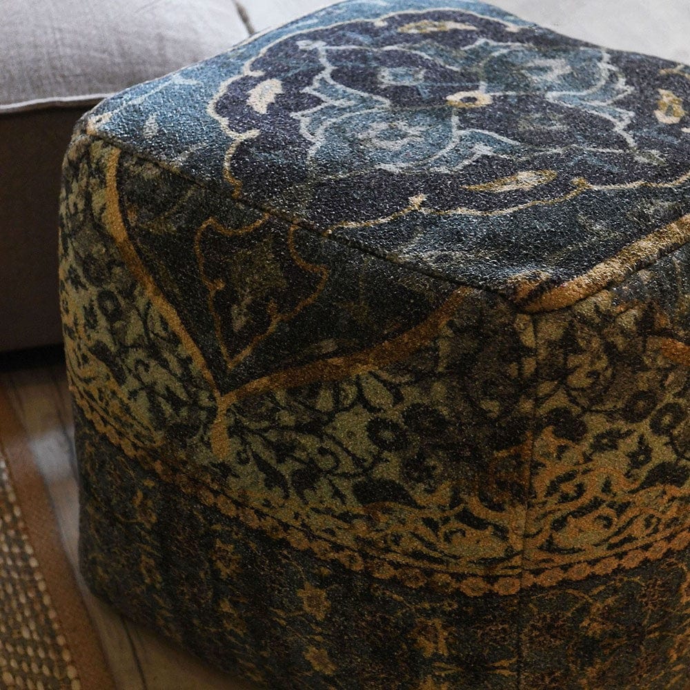 Blue Hand Loom Pouffe