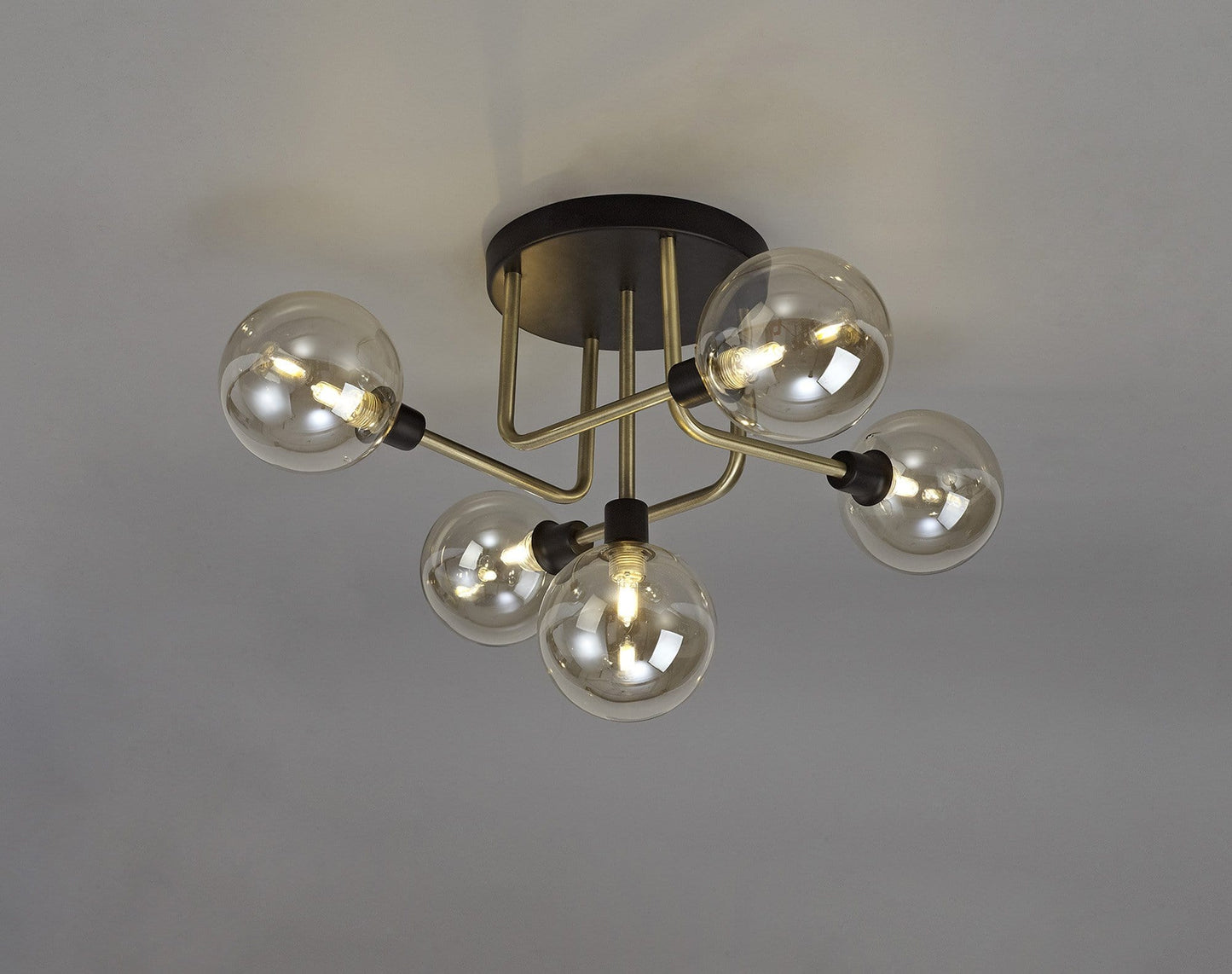 Atom 5 Light Matt Black Flush Ceiling Light