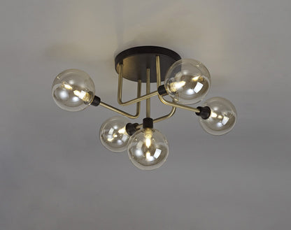 Atom 5 Light Matt Black Flush Ceiling Light