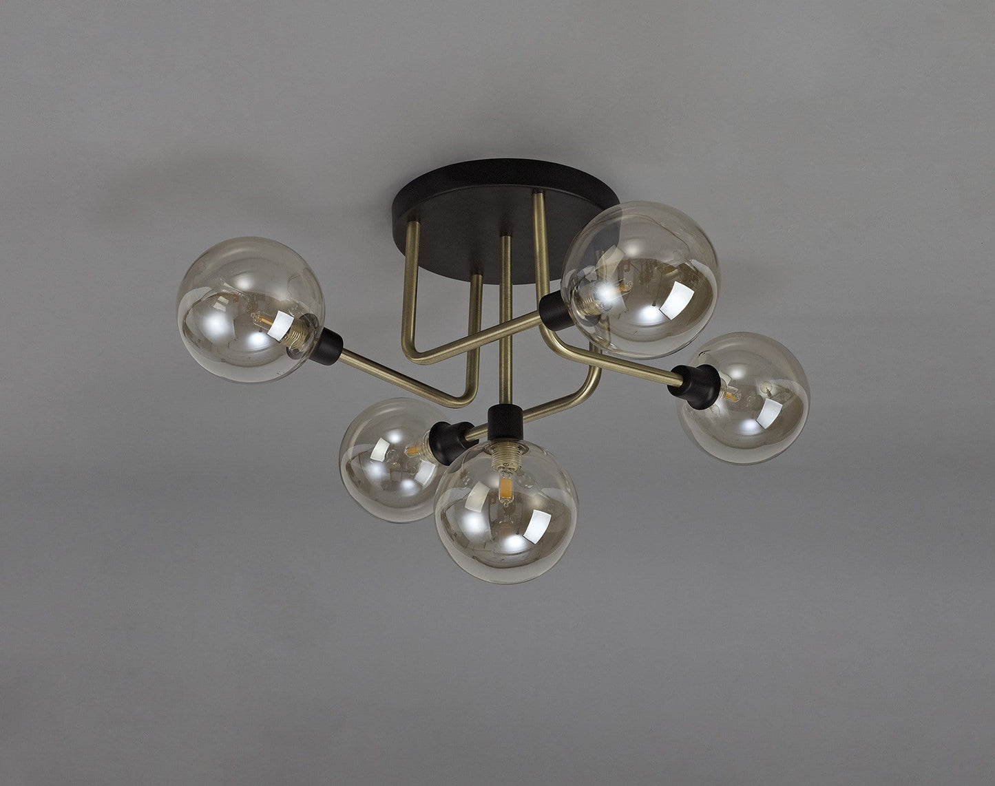 Atom 5 Light Matt Black Flush Ceiling Light