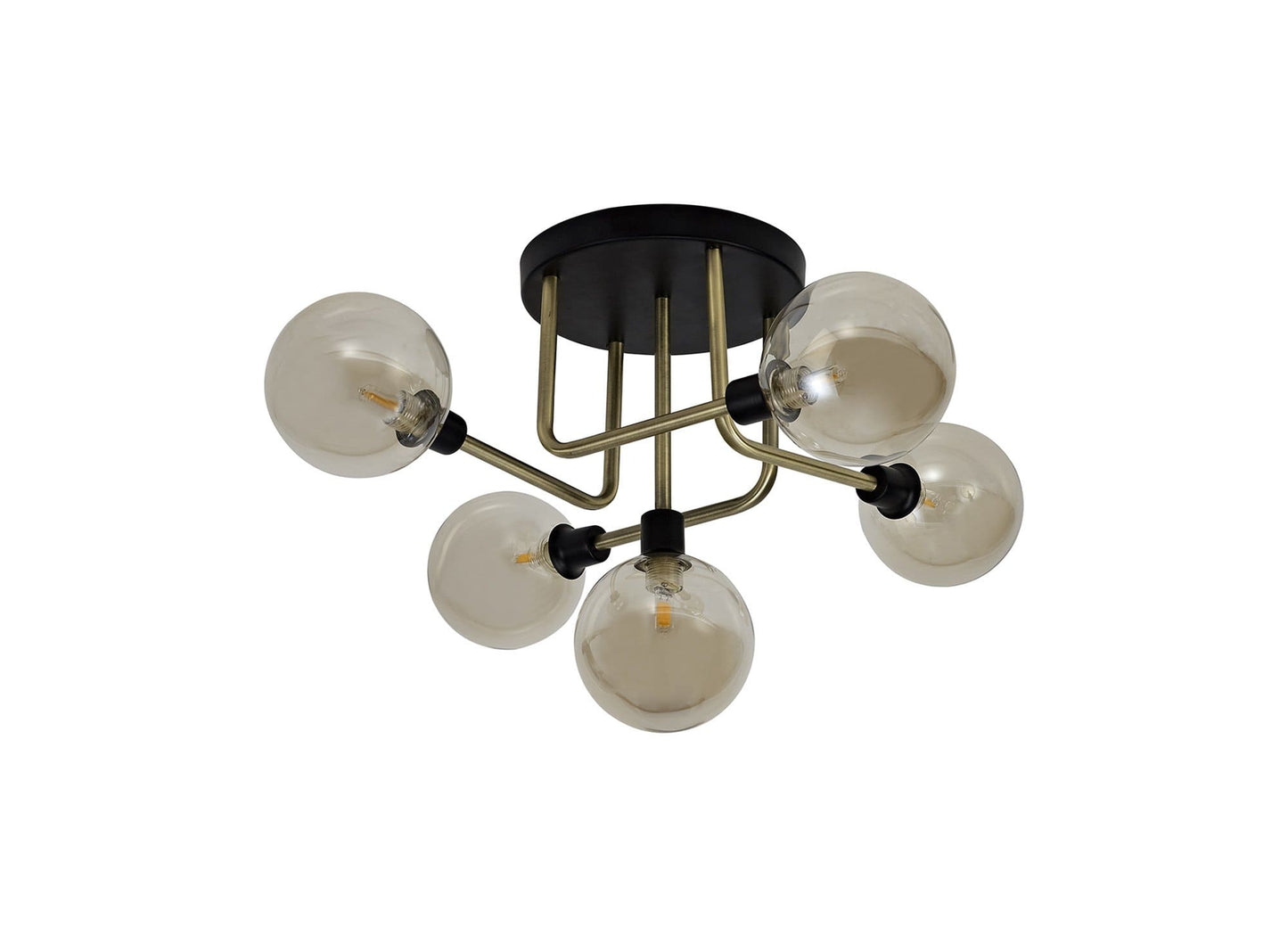 Atom 5 Light Matt Black Flush Ceiling Light